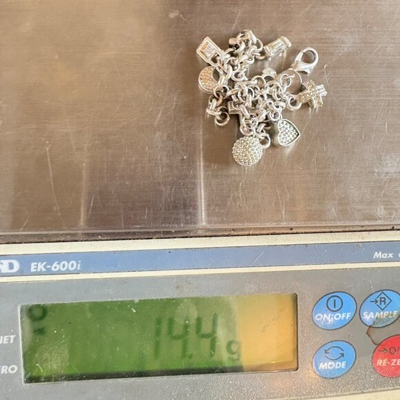 Sterling Silver 925 Charm Bracelet Lock Key Heart Theme Size 8.25" Length - Picture 6 of 12